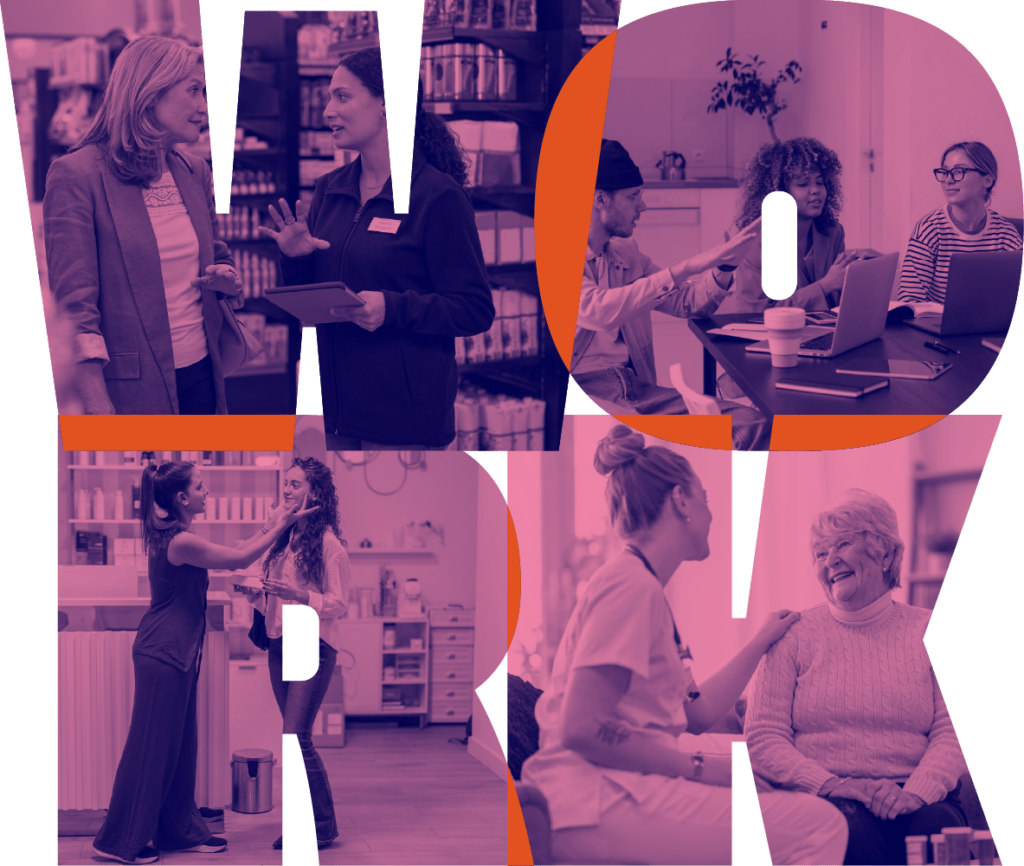 Menschen in verschiedenen Arbeitsumgebungen